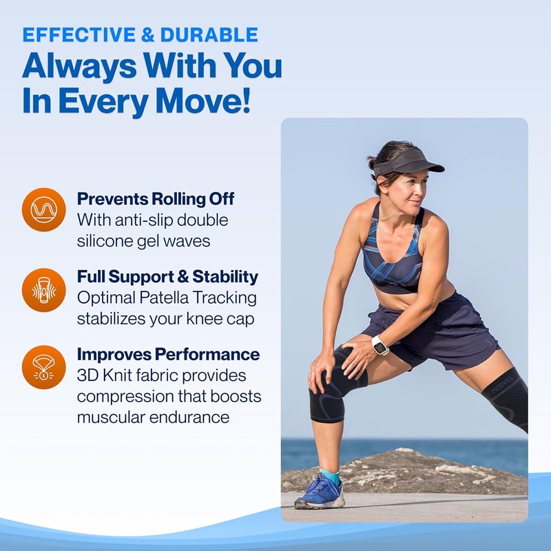 Modvel 2 Pack Knee Brace for Women & Men - Workout Knees Compression Sleeve for Knee Pain Relief Joint Support for ACL, Arthritis, Meniscus Tear Knees Brace for Sports, Rodilleras para Gym Fitness - Image 4